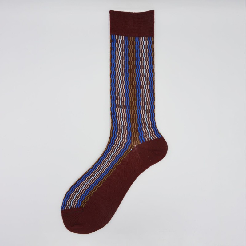 Calza corta in lana vergine a righe...