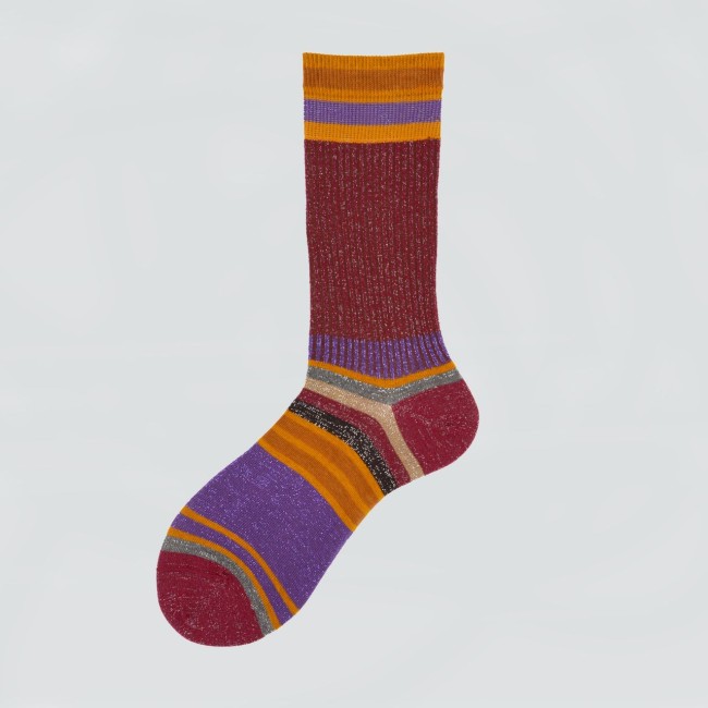 Calza corta in cotone e lurex a righe Chapò