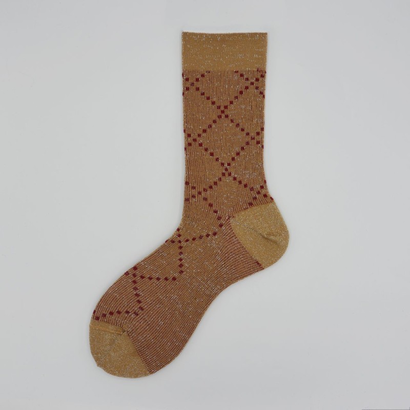 Calza corta in cotone e lurex in...