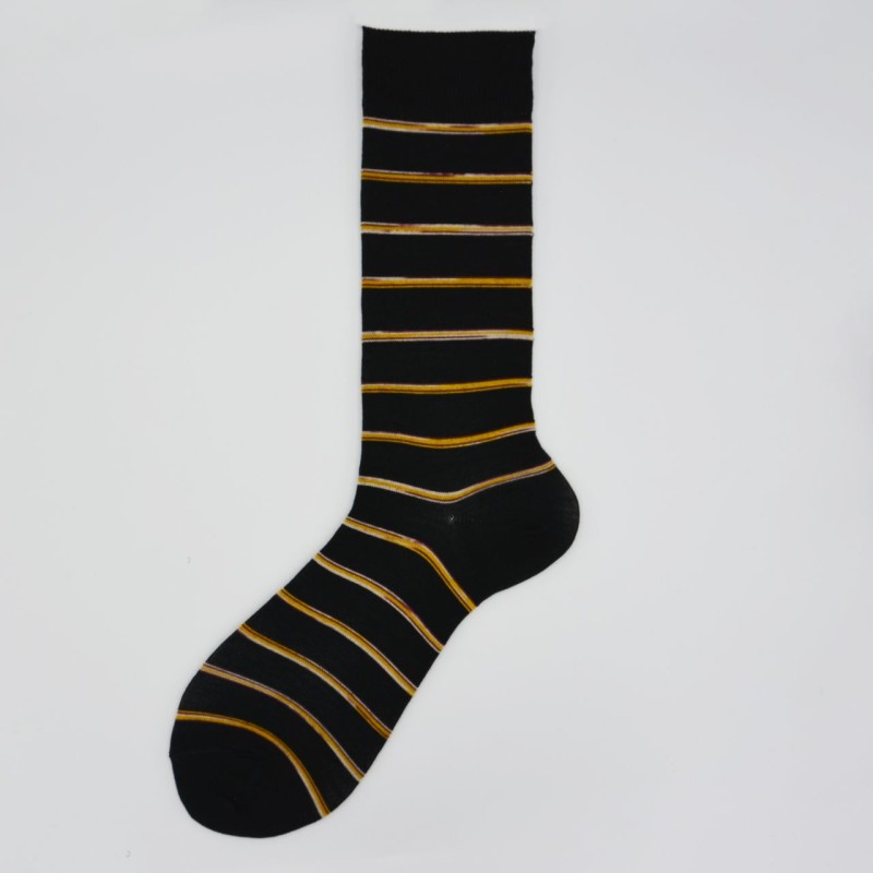 Calza corta in lana vergine a righe...