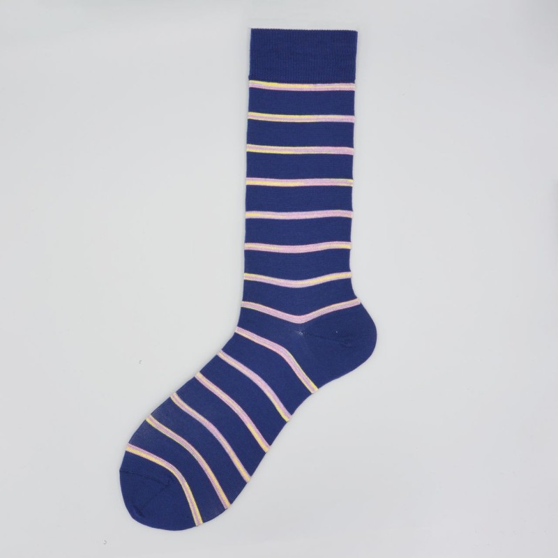 Calza corta in lana vergine a righe...