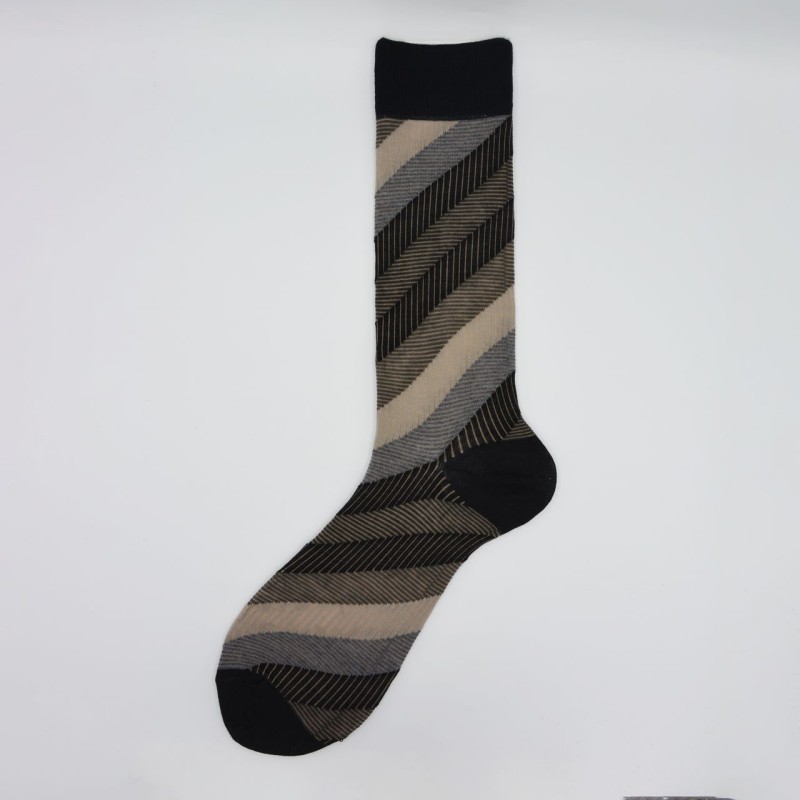 Calza corta in lana vergine a righe...