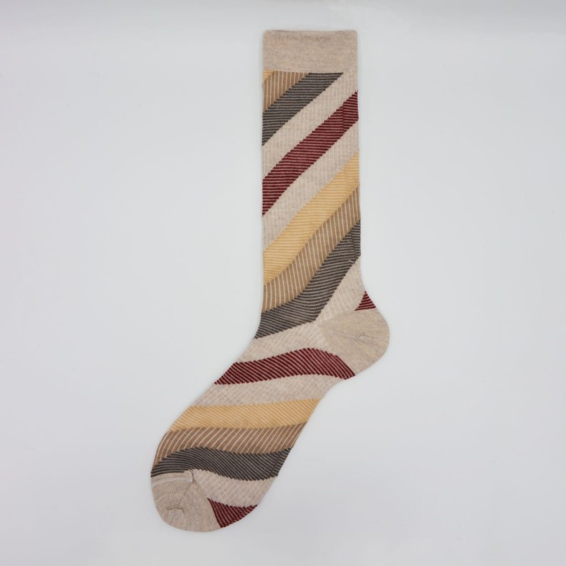 Calza corta in lana vergine a righe...