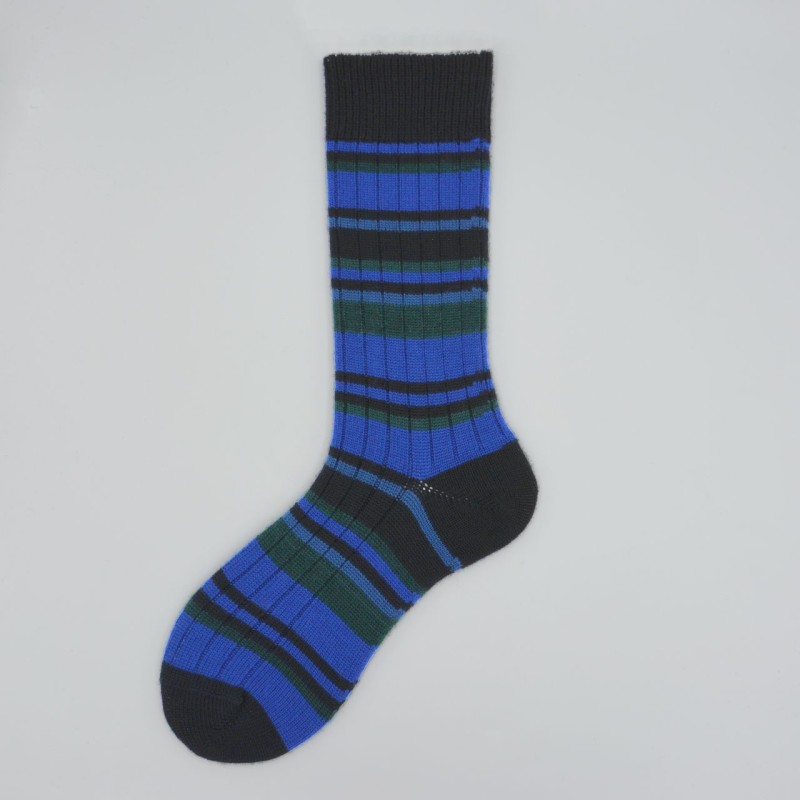 Calza corta in lana vergine a righe...