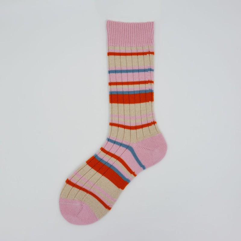 Calza corta in lana vergine a righe...