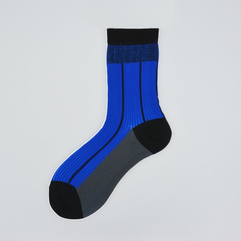 Calza corta in cotone a righe Moody