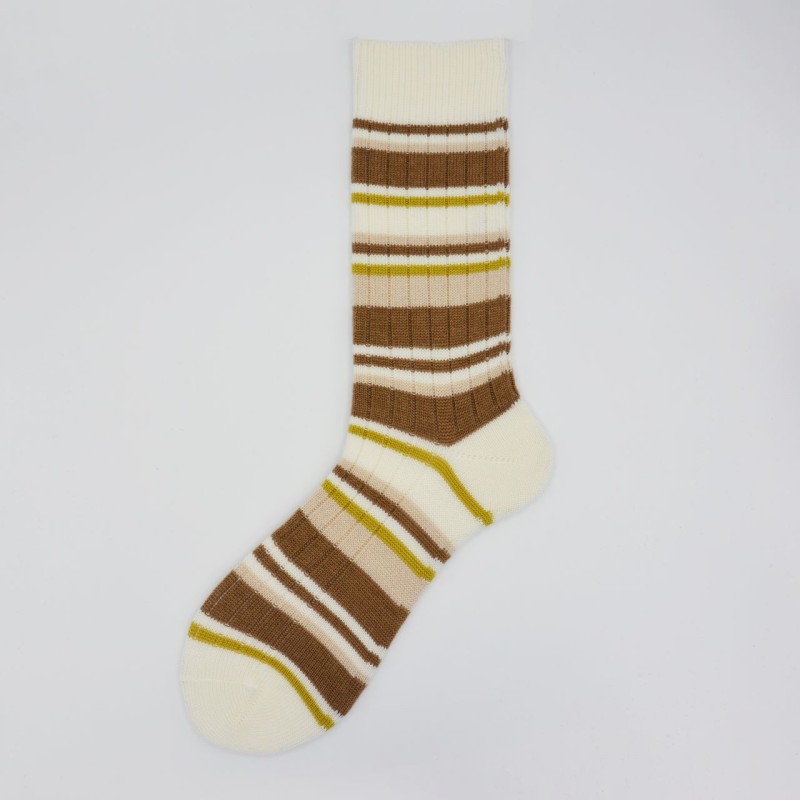 Calza corta in lana vergine a righe...