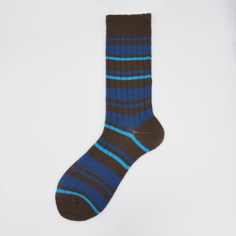 Calza corta in lana vergine a righe...