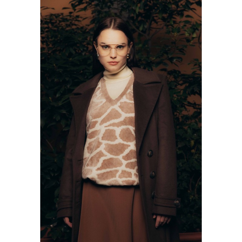 Gilet in lana e ciniglia in fantasia...