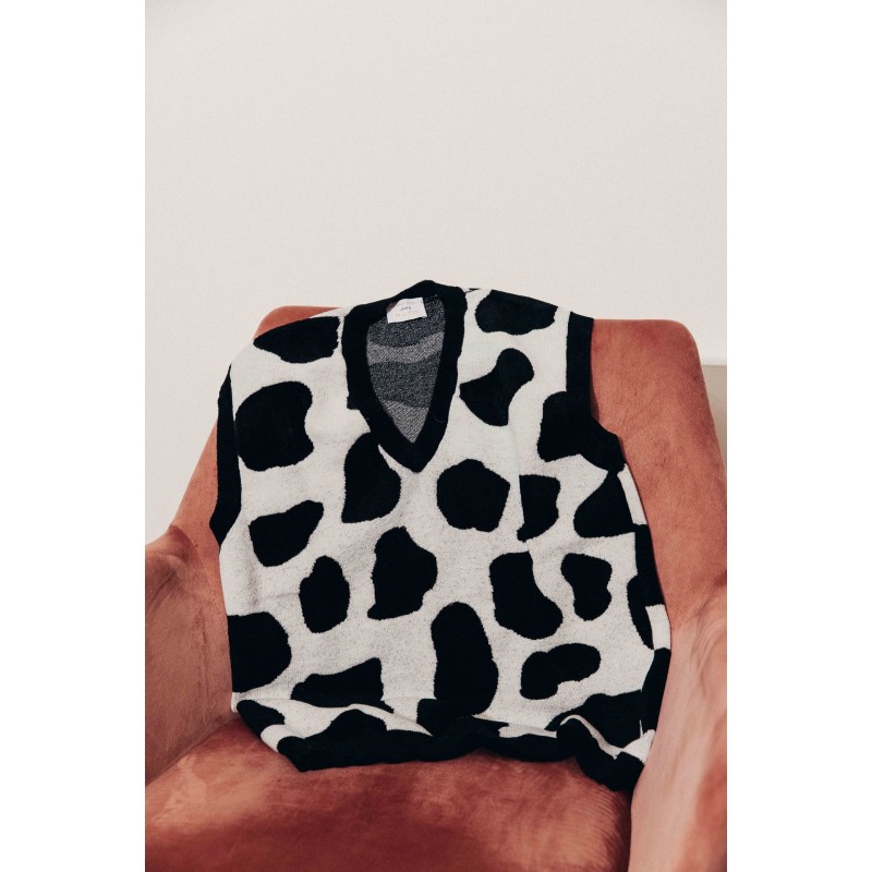 Gilet in lana e ciniglia in fantasia...