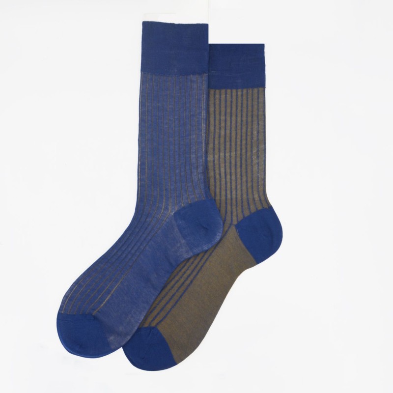 Calza corta in cotone a costa con...