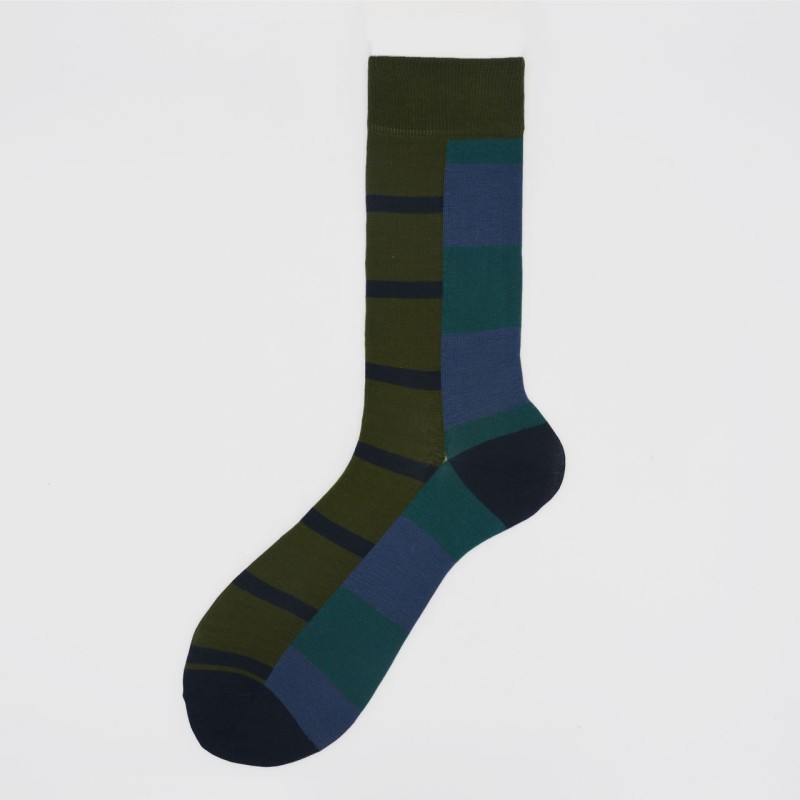 Calza corta in cotone con righe Alloro