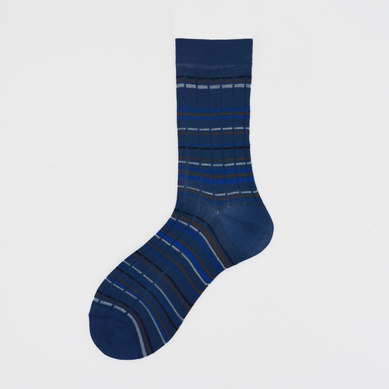 Calza corta in cotone con righe...