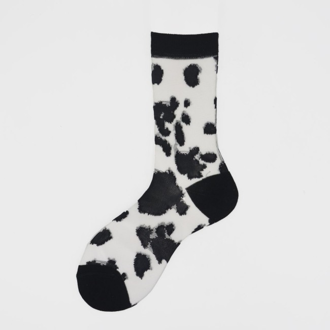 Calza corta in filopesca con motivo muccato Carolina 2