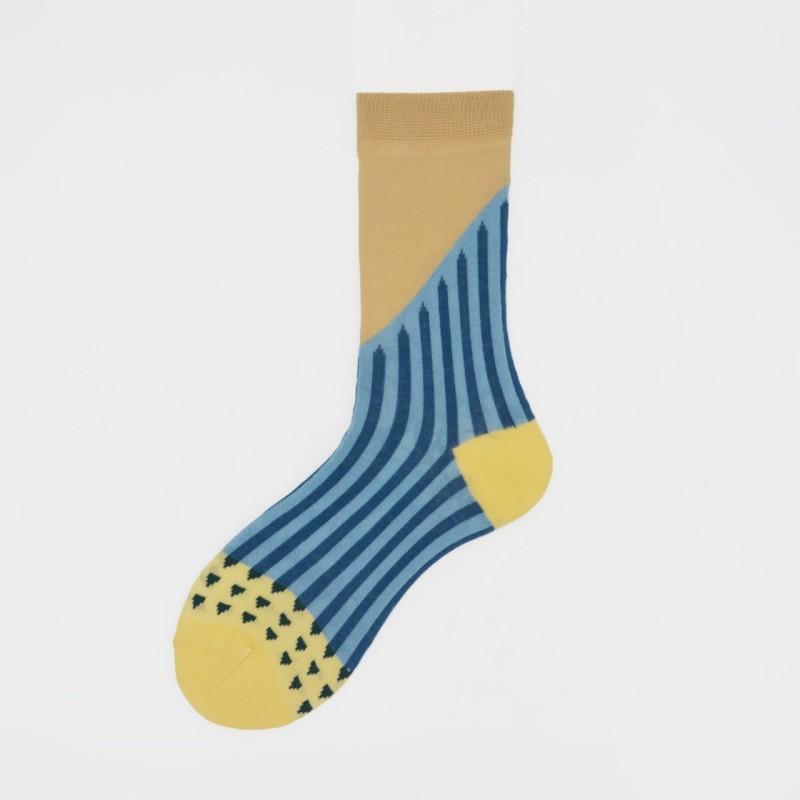 Calza corta in cotone a righe...