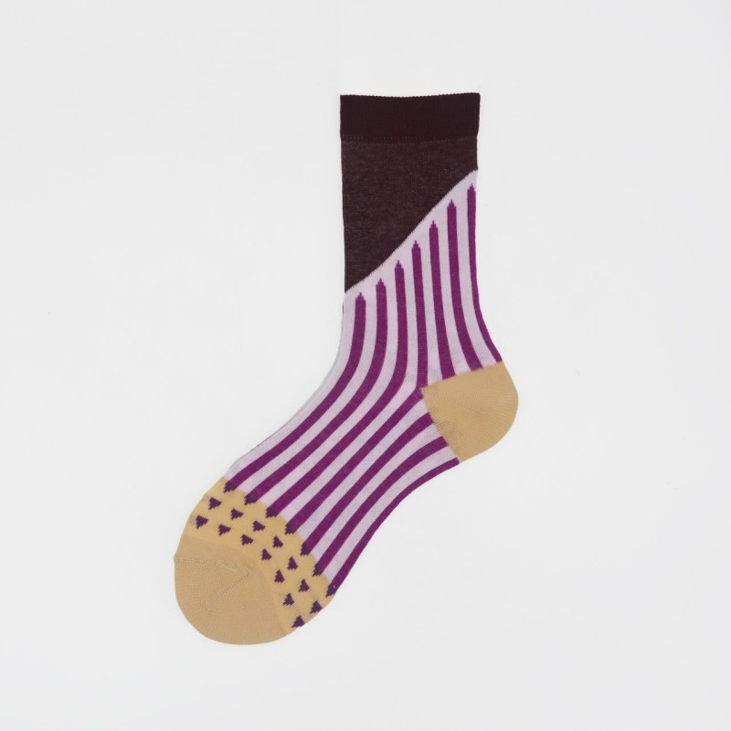 Calza corta in cotone a righe...