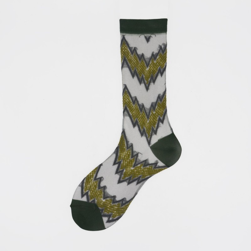 Calza corta in filopesca con motivo a...