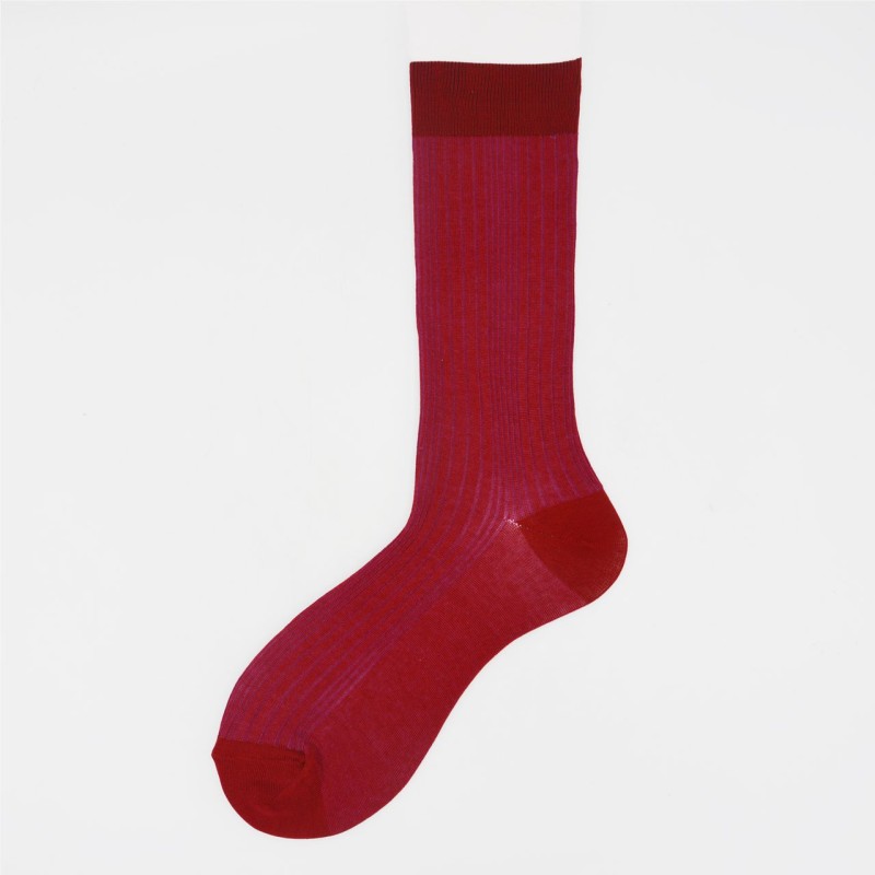 Calza corta in cotone con costa a...