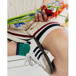 Calzino corto in cotone con polsino a contrasto Libra