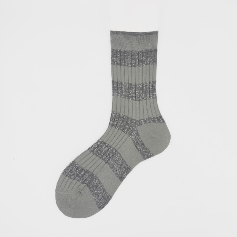 Calza corta in cotone e lurex a...