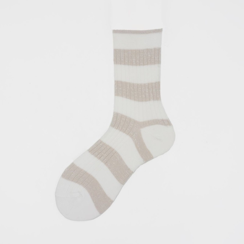 Calza corta in cotone e lurex a...