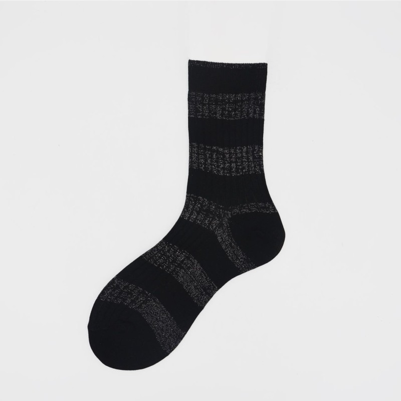 Calza corta in cotone e lurex a...