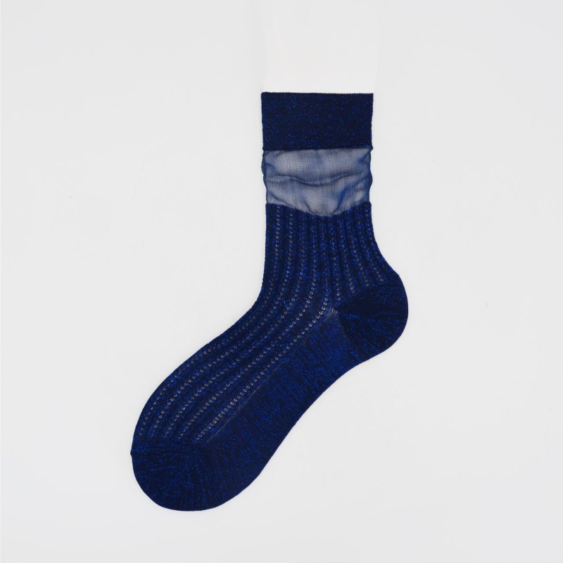 Calza corta in cotone traforato e...