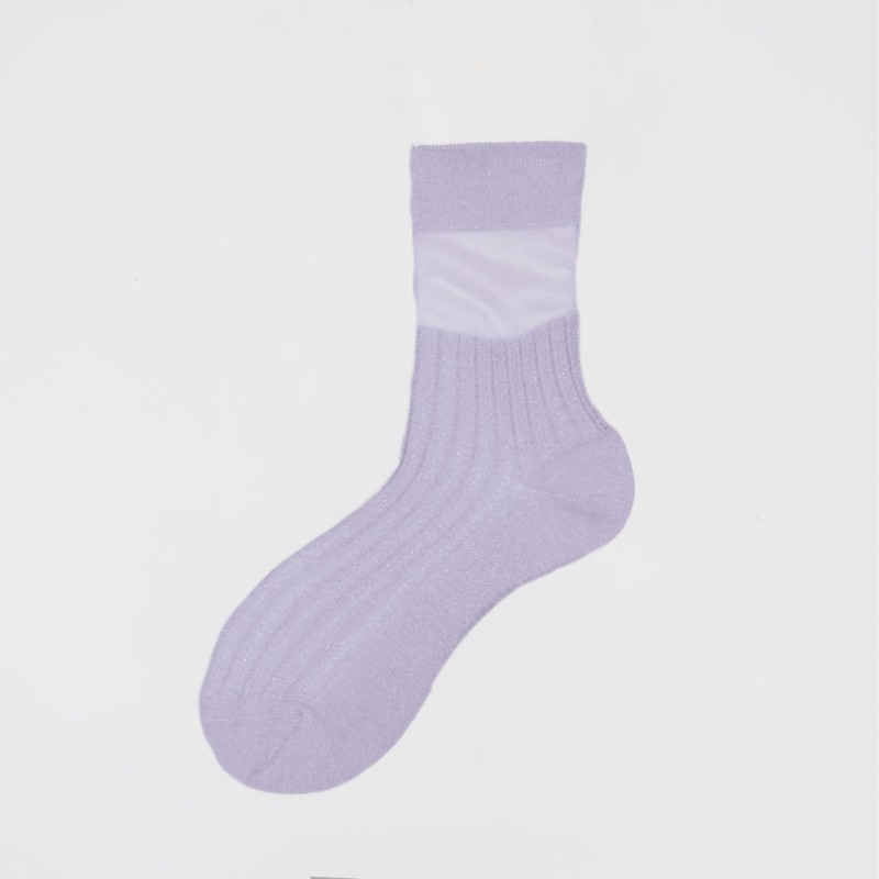 Calza corta in cotone traforato e...