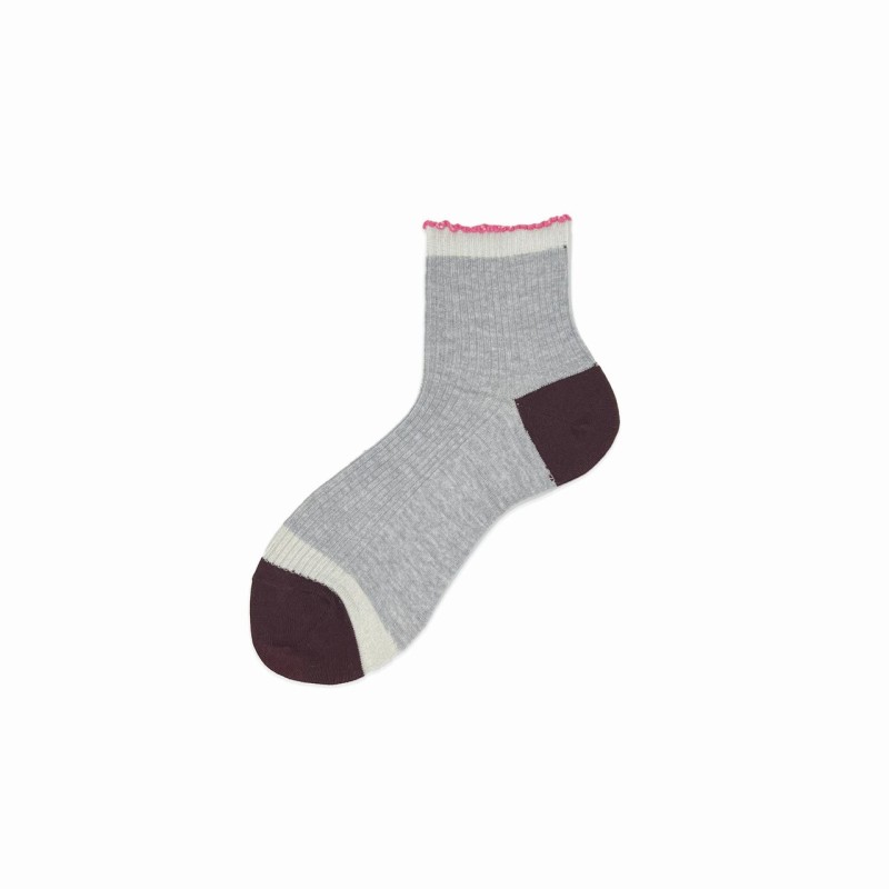 Calza corta in lana a costa Minerva