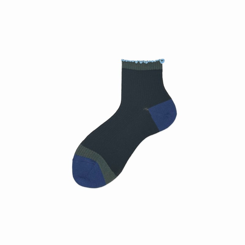 Calza corta in lana a costa Minerva