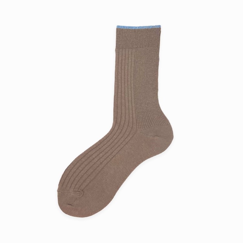 Calza corta in misto cashmere a costa...