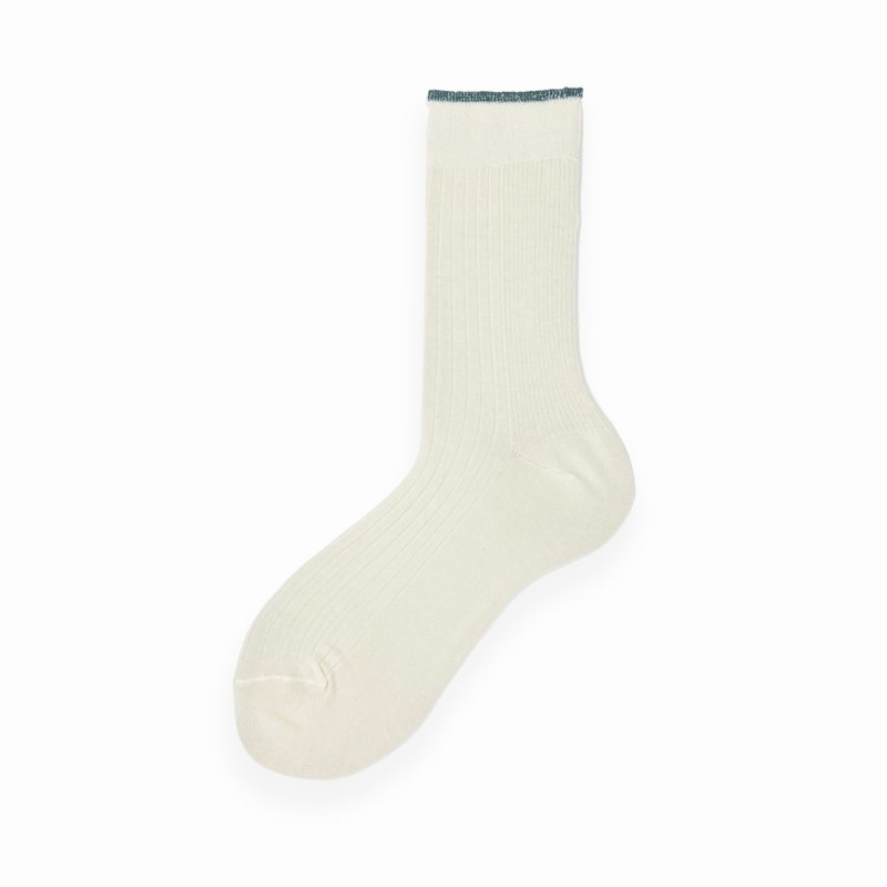 Calza corta in misto cashmere a costa...