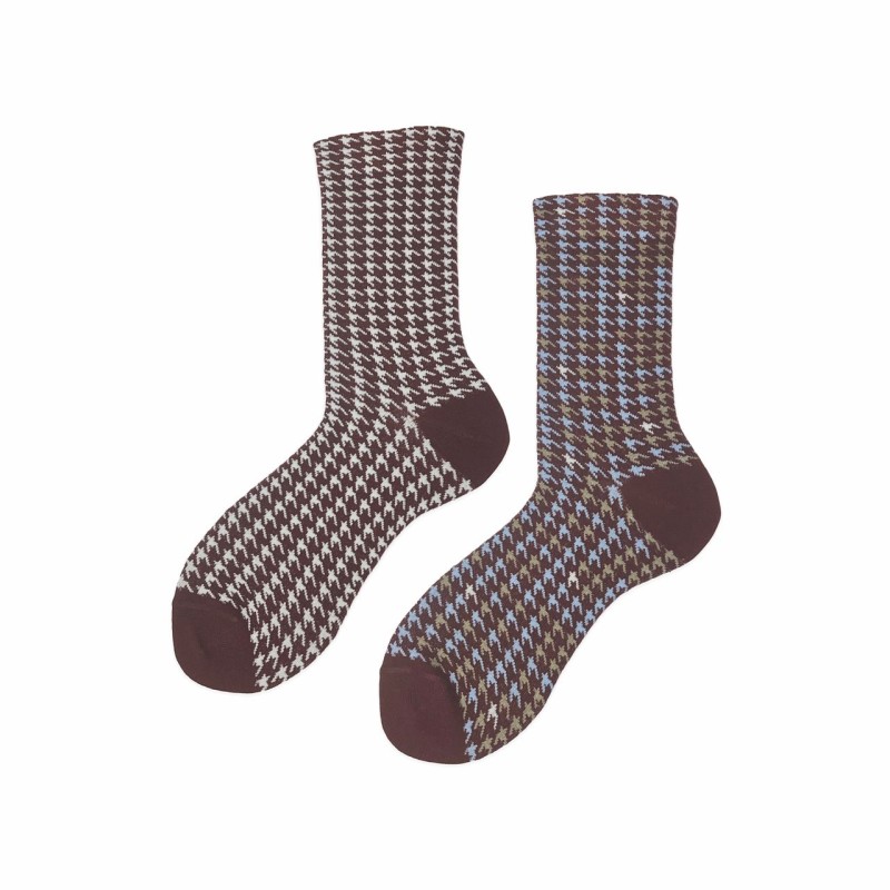 Calza corta in cotone pied de poule...