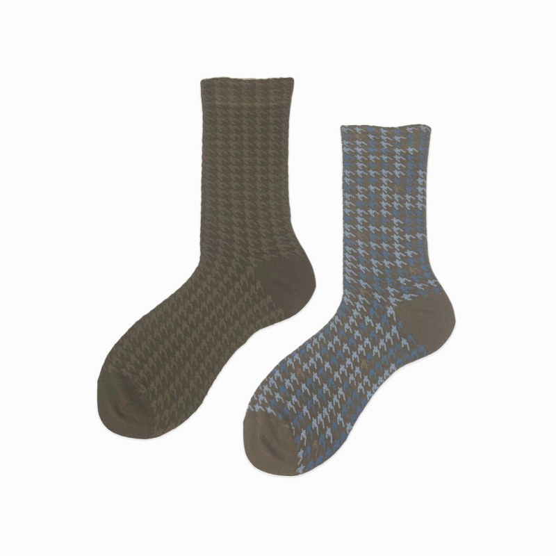 Calza corta in cotone pied de poule...