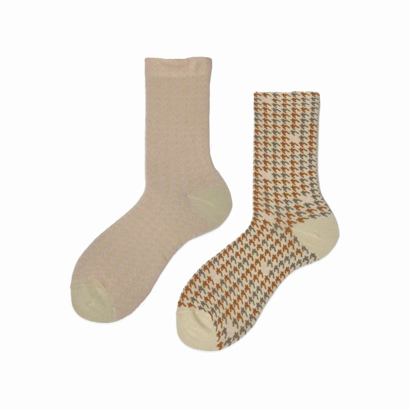 Calza corta in cotone pied de poule...