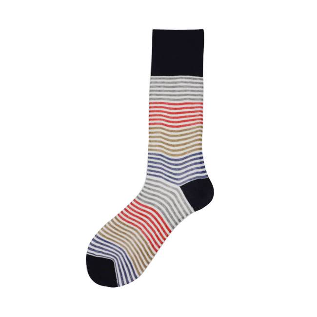 Calza corta da uomo in lino a righe colorate Enea