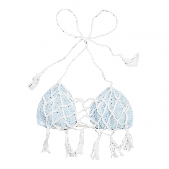 Triangolo da donna in cotone crochet con frangie Margarita 2