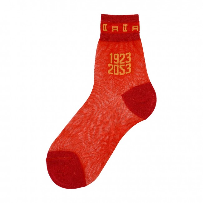 Calza corta rasata con disegno Centenario Date