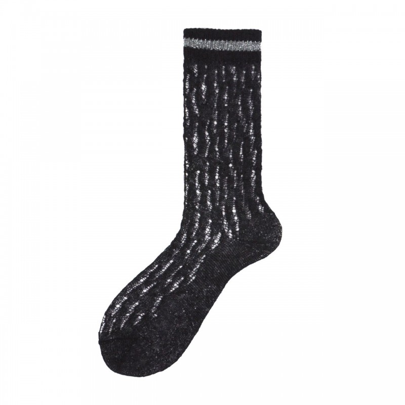 Calza longuette traforata con riga...