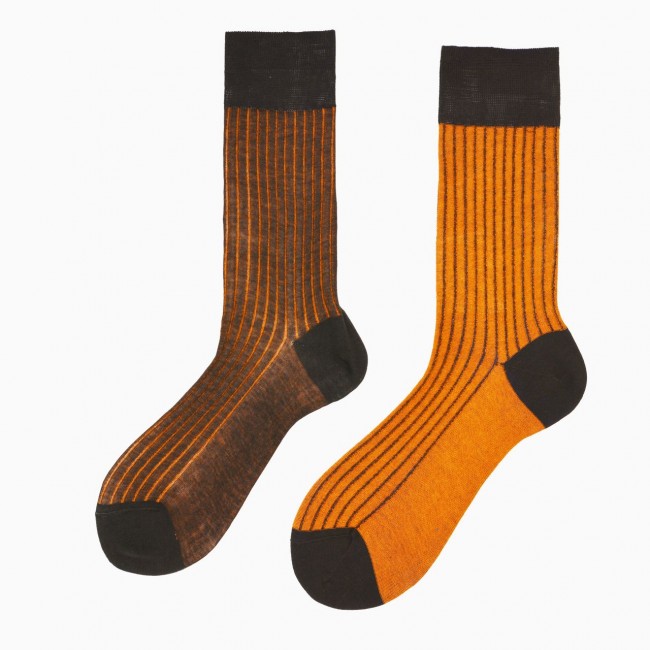 Calza corta uomo in cotone a costa con contrasto Pointer