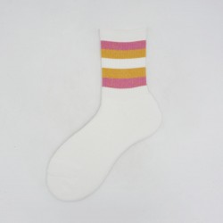 Calza corta in spugna di cotone con polso a righe Hiroko