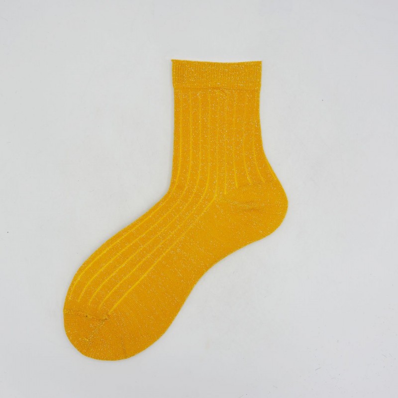 Calza corta in cotone e lurex a coste...