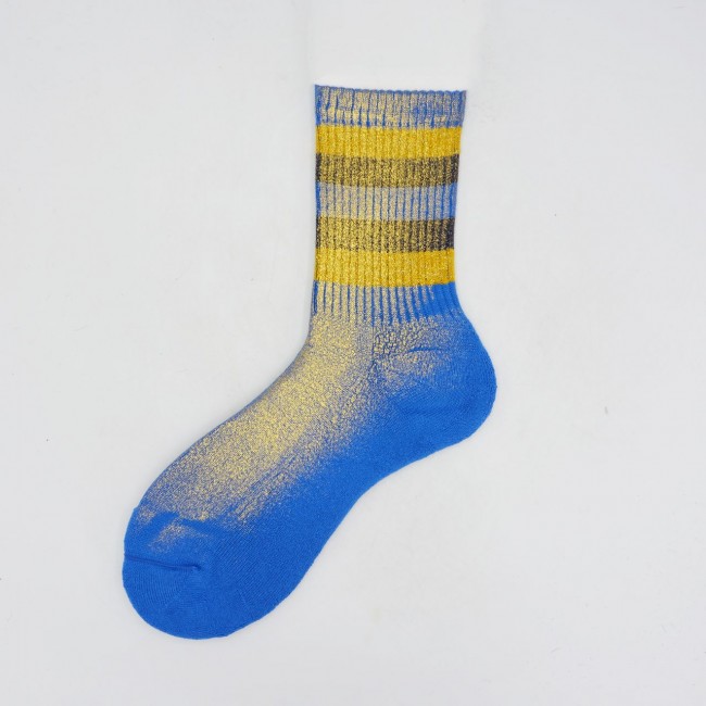 Calza in spugna di cotone con polso a righe e oro Vera