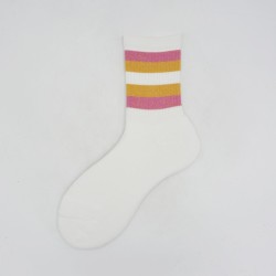 Calza corta in spugna di cotone con polso a righe Hiroko